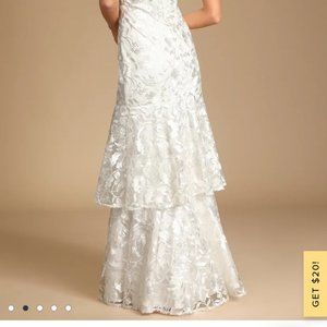 White Floral Embroidered Tiered Maxi Dress